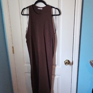 Zara Women's Chocolate Brown Maxi Dress M
